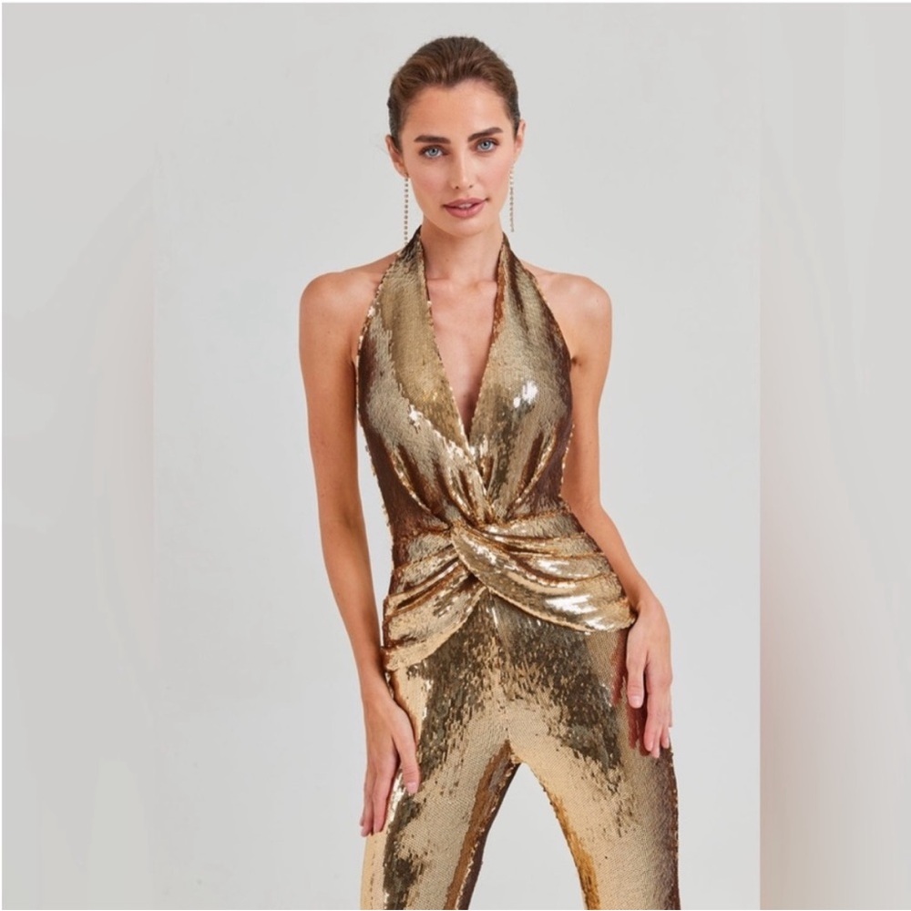 NADINE MERABI Tianna Gold Jumpsuit - Picture 4 of 16